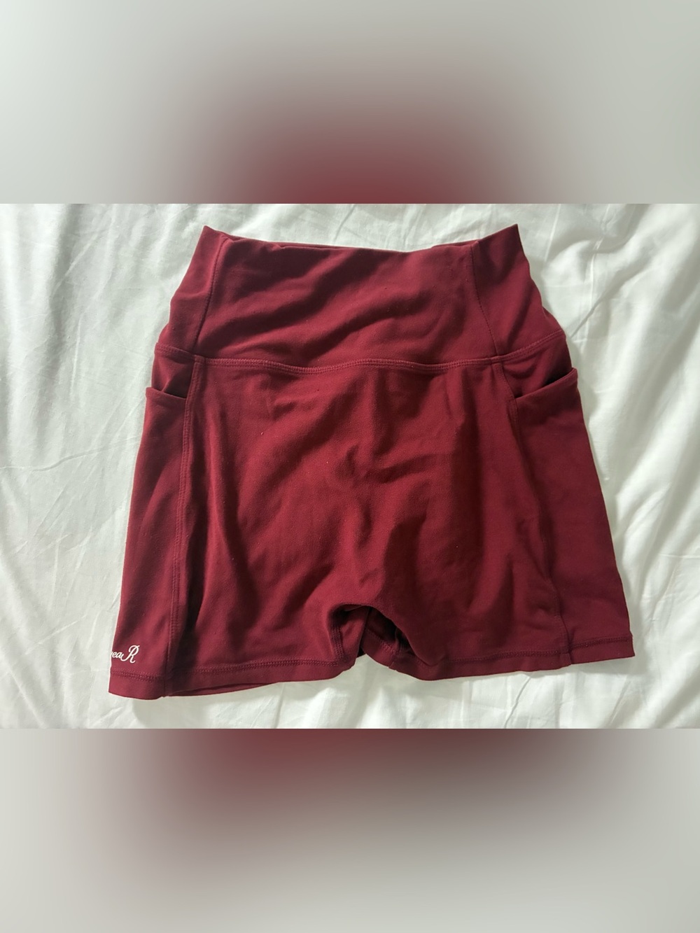 High-Waist Athletic Bike Shorts - Deep Burgundy